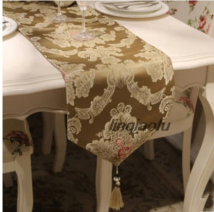 

European style satin jacquard table runner, American pastoral worsted coffee table table decoration table runner