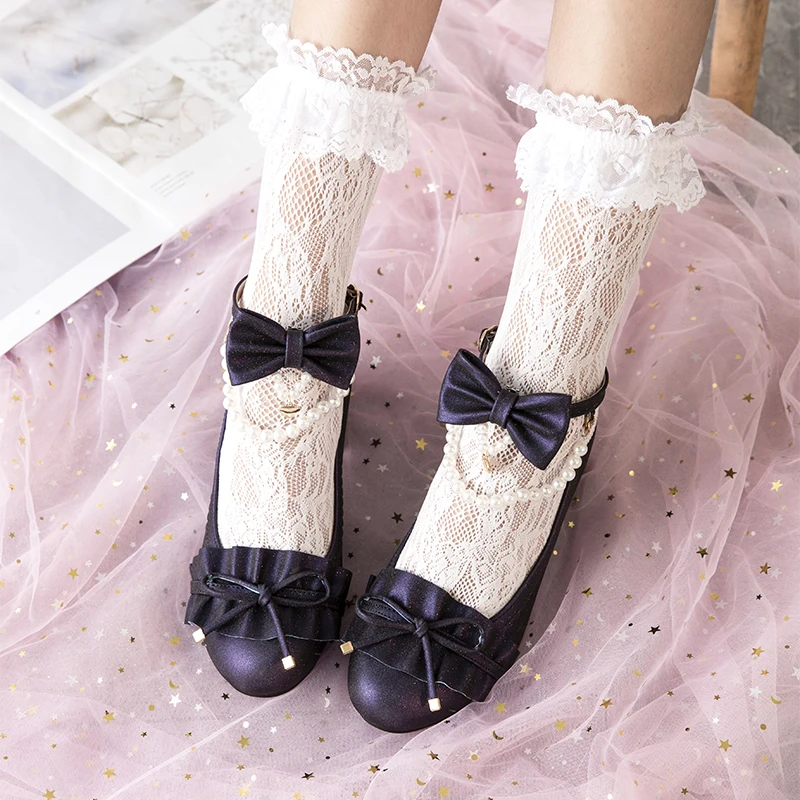 Scarpe Lolita giapponese jk tacco basso testa tonda scarpe da tè scarpe basse donna principessa Kawaii ragazza Vintage dolce Lolita scarpe