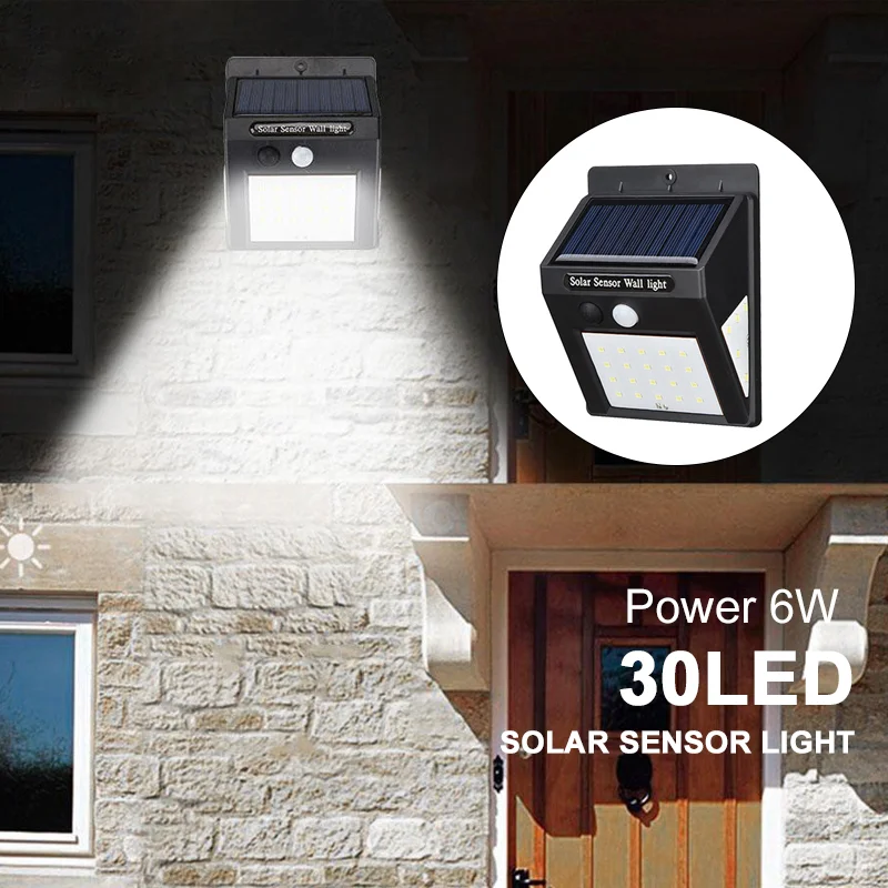 LED พลังงานแสงอาทิตย์ไฟ Motion Sensor โคมไฟกันน้ำแผง PIR ตกแต่งสวนกลางแจ้งโคมไฟติดผนังไฟ