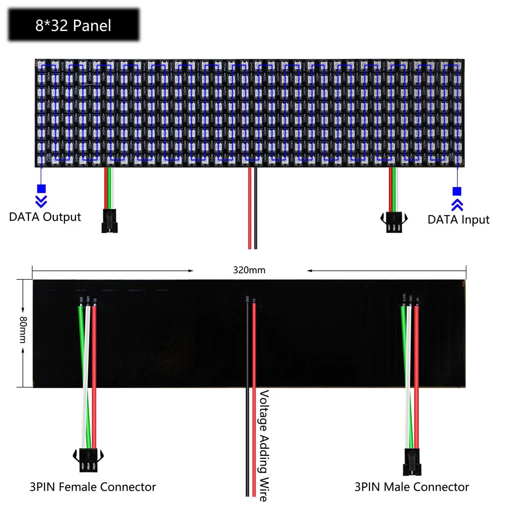 Imagem -05 - Rgb Conduziu a Luz do Painel da Matriz Tela Flexível Digital 8x32 16x16 8x8 Ws2812 Rgbic Anel Pixels Individualmente Endereçáveis Dc5v Ws2812b