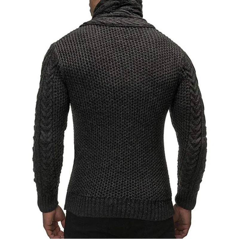 Autumn and Winter Men\'s Sweater Long Sleeve High Neck Slim Fit Knitted Sweater