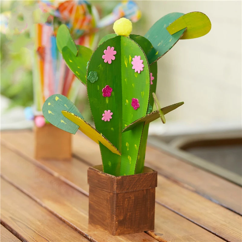 DIY Art And Craft Toys For Children Carton Paper Material Manual Lovely Cactus Frame Kindergarten Educative Girl Boy Toys