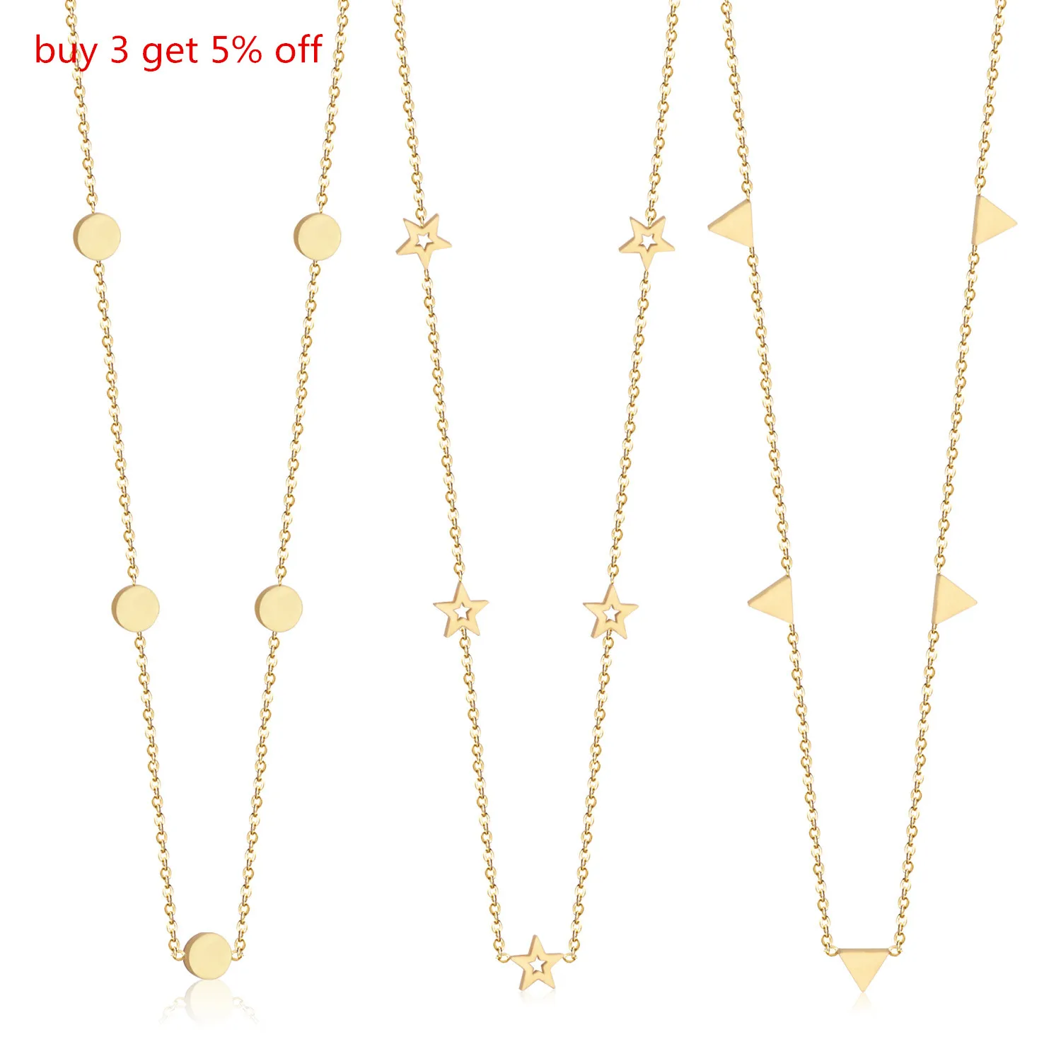 LUXUKISSKIDS Golden Jewellry Round and Star Dainty Pendant Necklaces for Girls/Women Boho Style Simple Choker 35cm