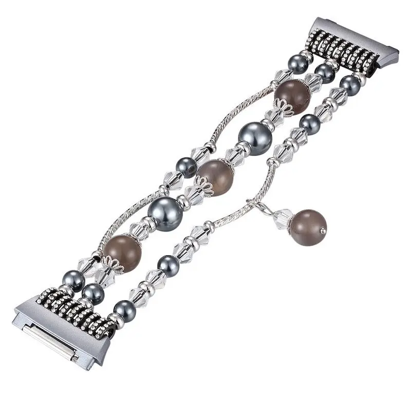 NEW Replacement Straps Bracelet for Fitbit Ionic Smart Fitness Watch Artificial Agate Elastic Stretch Beaded Watch Band