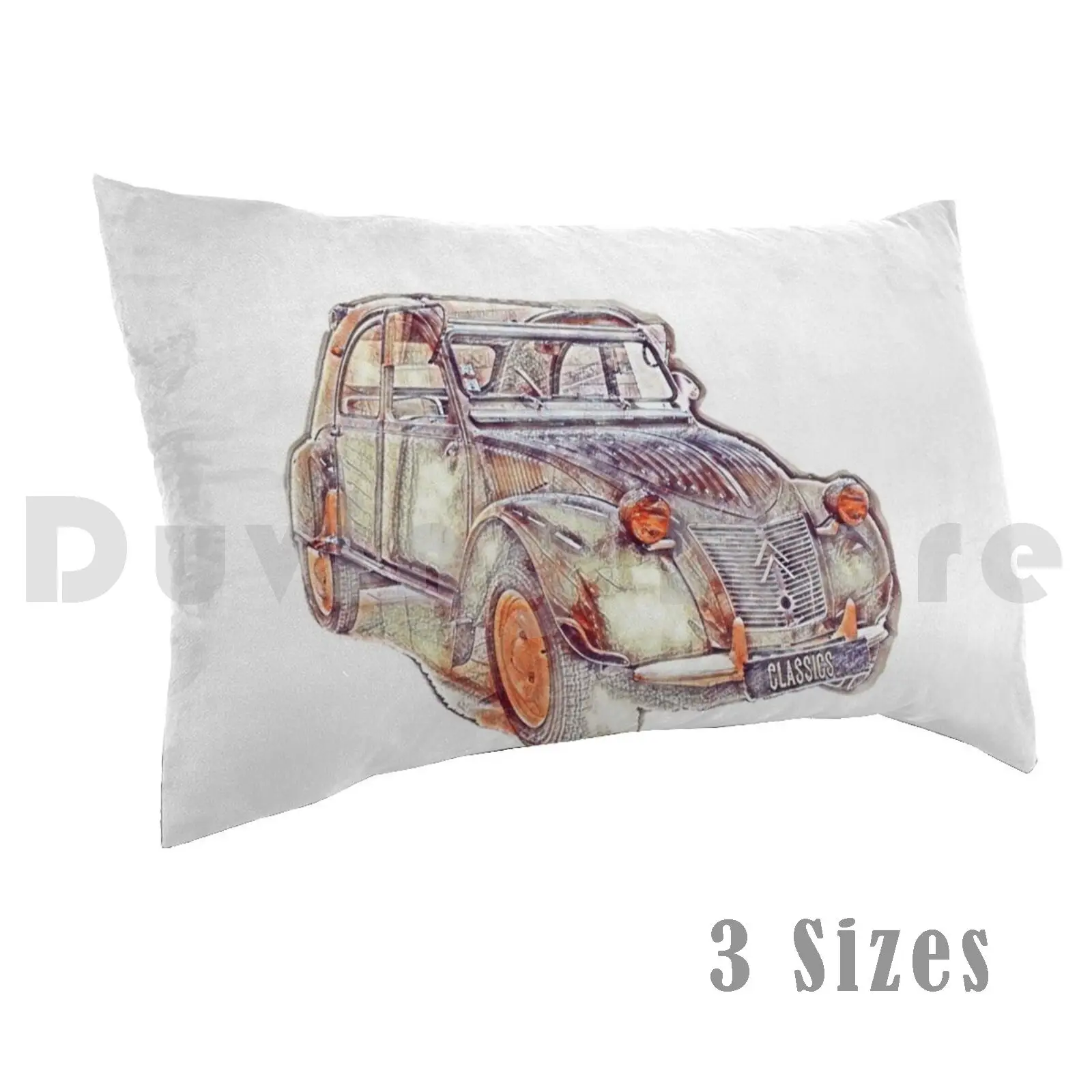 Vintage Citr ? En Deux Chevaux Illustration Pillow Case Printed 35x50 Citr ? En 2cv Deux Chevaux French Francais