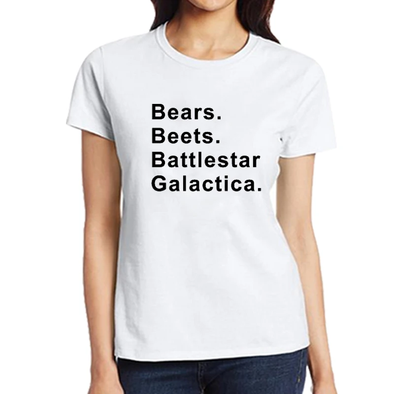 Letter Shirt Unisex T Shirt for Women Tshirt Female Tshirt Bears Beets Battlestar Galactica Shirt The Office Women T-Shirt Cute