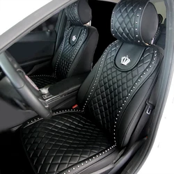 PU Leather Car Seat Cover Crown Rivets Auto Seat Cushion Interior Accessories Universal Size Front Seats Covers Car Styling