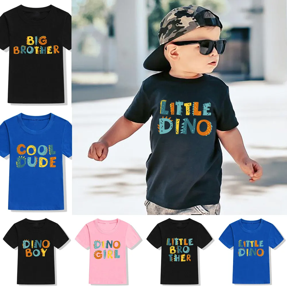 

Big Brother/cool Dude/dino Girl Dino Theme Kids Tshirts Boys Girls Fashion T Shirt Big Brother Little Brother Family Tops