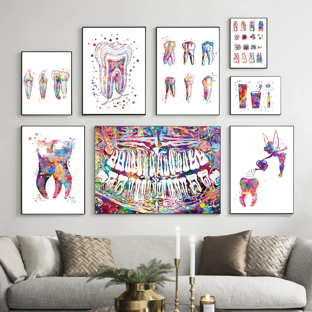 Pintura de pared en lienzo para implante Dental, póster de arte Dental, impresiones de anatomía de dentista, imágenes artísticas de pared médica, decoración de clínica hospitalaria