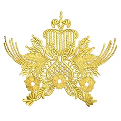 Iron On Gold Baroque Applique Embroidery Patch Embroidered Patches For Clothing Clothes Sticker Parches Bordados Ropa AC1553