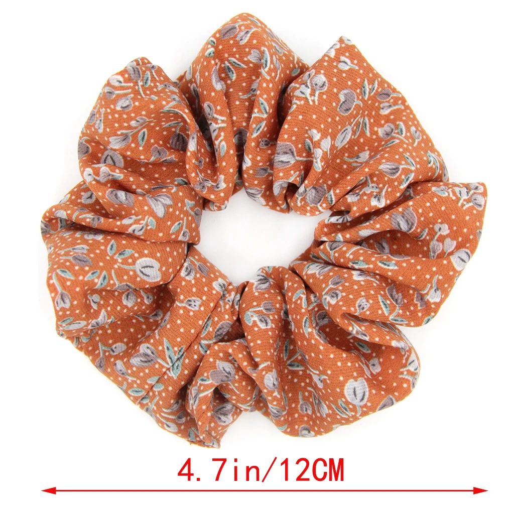 Fashion women Girls Flower Printting Chiffon Hair Scrunchies Ponytail Holders Spring Vintage Elastic Hair Bands Hair Accessories