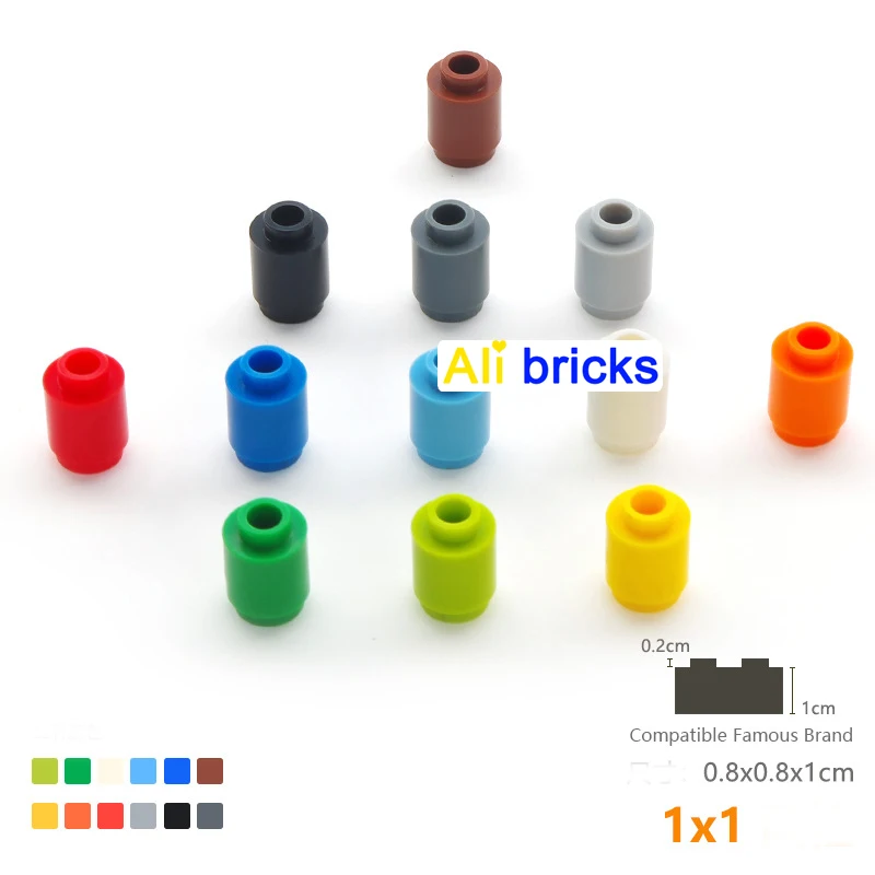 50pcs/lot DIY Blocks Building Bricks Cylindrical Educational Assemblage Construction Toys for Children Size Compatible Brand