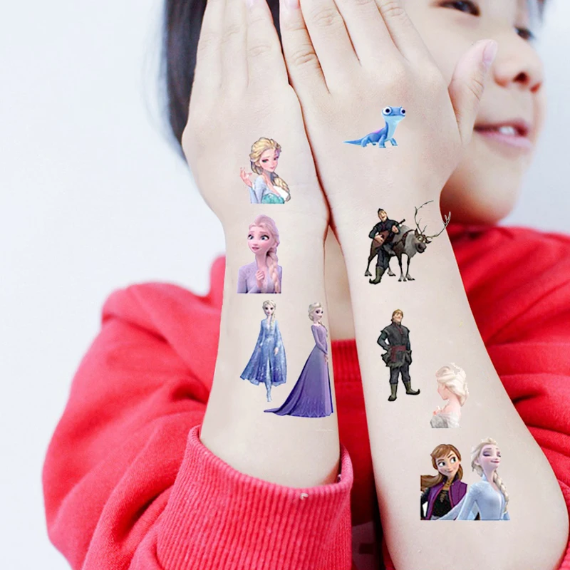 Disney Frozen Tattoo Stickers Child Temporary Fake Tattoos Paste on Children\'s Face Arm Leg Cartoon Anime Elsa Kids Toys Sticker