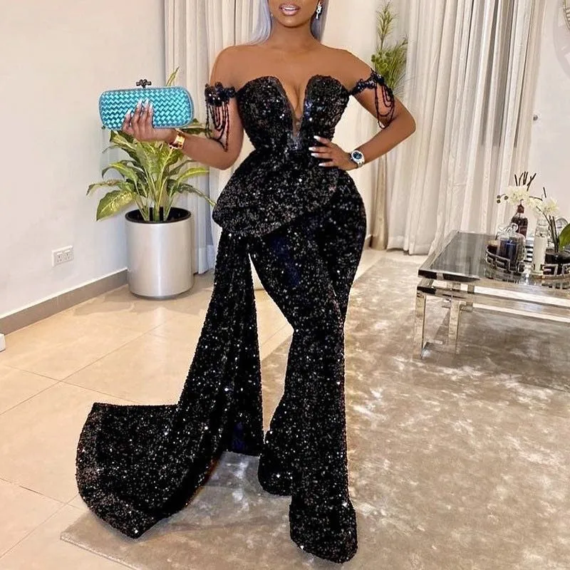 2022 Europe & America fashion new style women's sexy contracted V neck show dew back party jumpsuit black