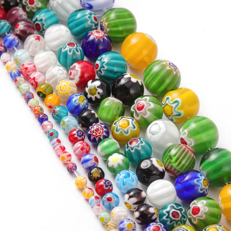 4 6 8 10 12 mm mehrfarbige Murano-Lampwork-Perlen für Schmuckherstellung, lose Distanzperlen, Murano-Glasperlen, DIY-Armband, Großhandel – Detail 1