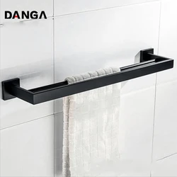 Black Towel Rack Black Bathroom Shelf Double layer Towel Holder Wall Mounted Towel Hanger 304 Stainless Steel Shelves