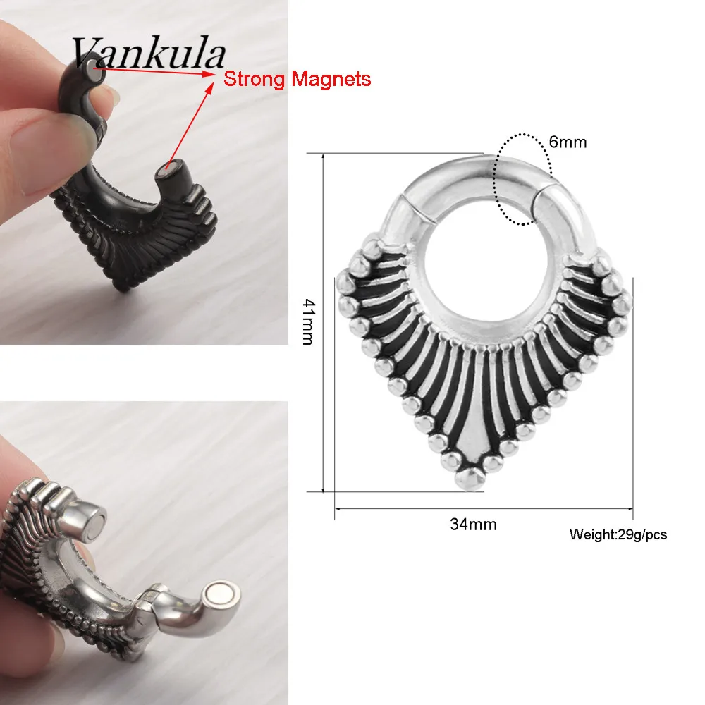 Vankula 10Pcs Wholesale 316L Stainless Steel Ear Weights Fashion Plugs Magnet Body Piercing Earrings Ear Expander Gauge Hanger