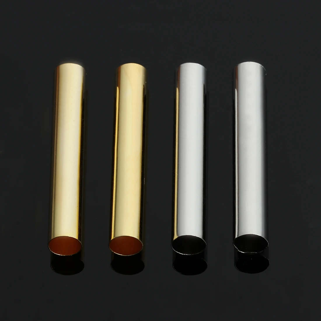 30-100pcs Brass Tube Metal Long Tube Cylinder Straight Tube Beads Fit 4 6mm Leather Cord DIY Handmade Accessories For Jewelries