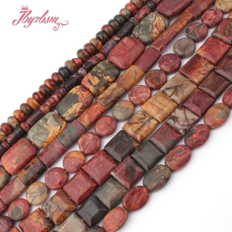 

Natural Picasso Jaspers Oval Square Rectangle Multicolor Loose Stone Beads For Jewelry Making DIY Necklace Bracelet Earring 15"