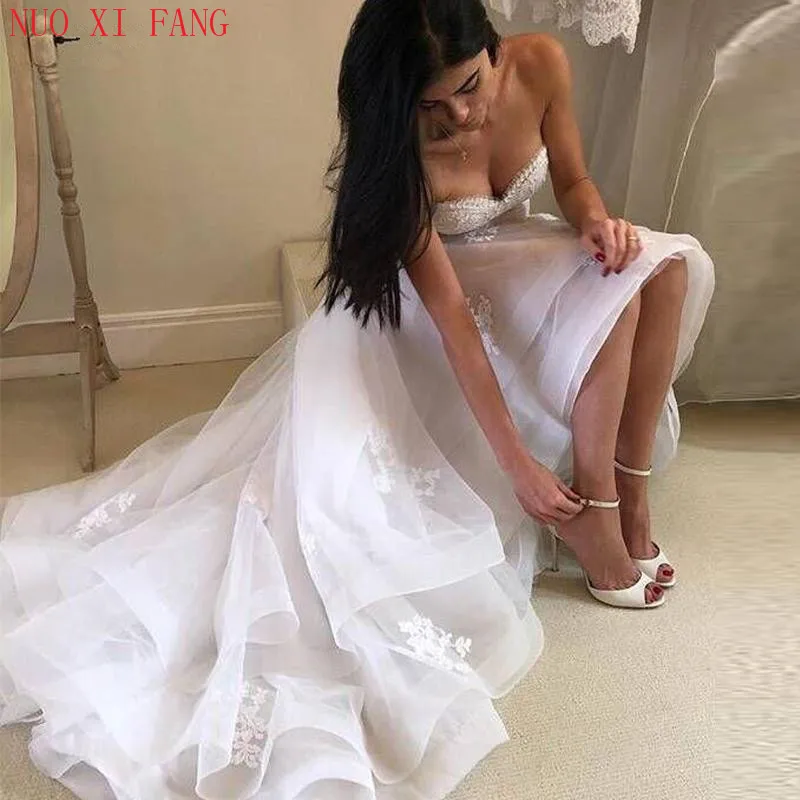 Vintage Lace Appliques Cheap Sexy Wedding Dresses 2022 High Low Party Dress Vestido De Noiva Bridal Wedding Gowns Robe De Mariee