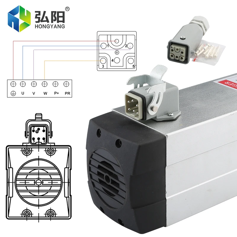 Moteur de broche de fraisage CNC, broche carrée refroidie à l'air, pliable pour le calcul du routeur CNC, machine de gravure de travail, 220V, 380V, 18000 KW, ER32