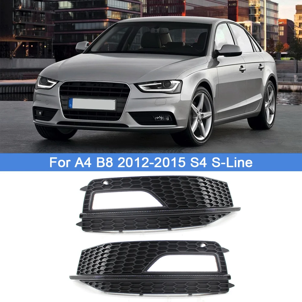 1 Pair Car Front Grille Mesh Fog Light Grill Grills Grill Cover Replacement For A4 B8 2012-2015 S4 S-Line Facelift 8K0807681L/M