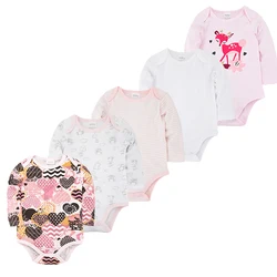 Honeyzone 5pcs/Set Newborn Baby Girls Clothes Recien Nacido Cartoon Print Baby Romper Summer Bebe Pajamas Neonato Jumpsuit 0-12m