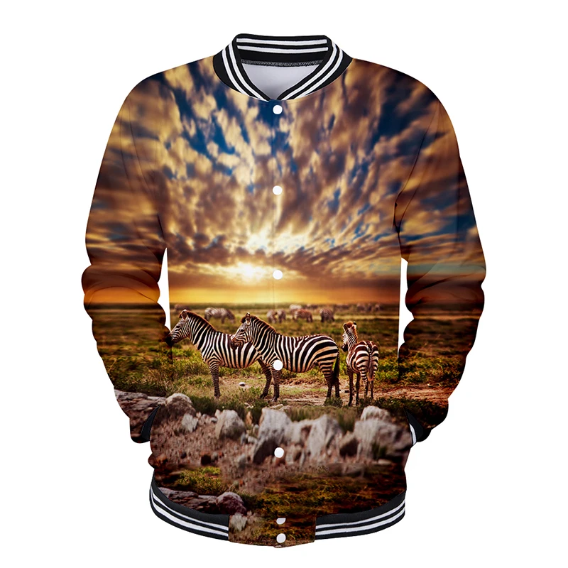 Chaqueta de béisbol con estampado 3d para hombre y mujer, Sudadera con capucha de manga larga con estampado de Animal, cebra y caballo, nueva