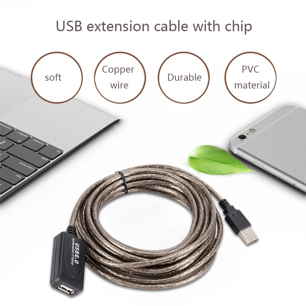 15M/10M/5M USB 2.0 Extension Cable High Speed Male To Female Extension Cord Wire USB Adapter for PC Laptop Keyboard