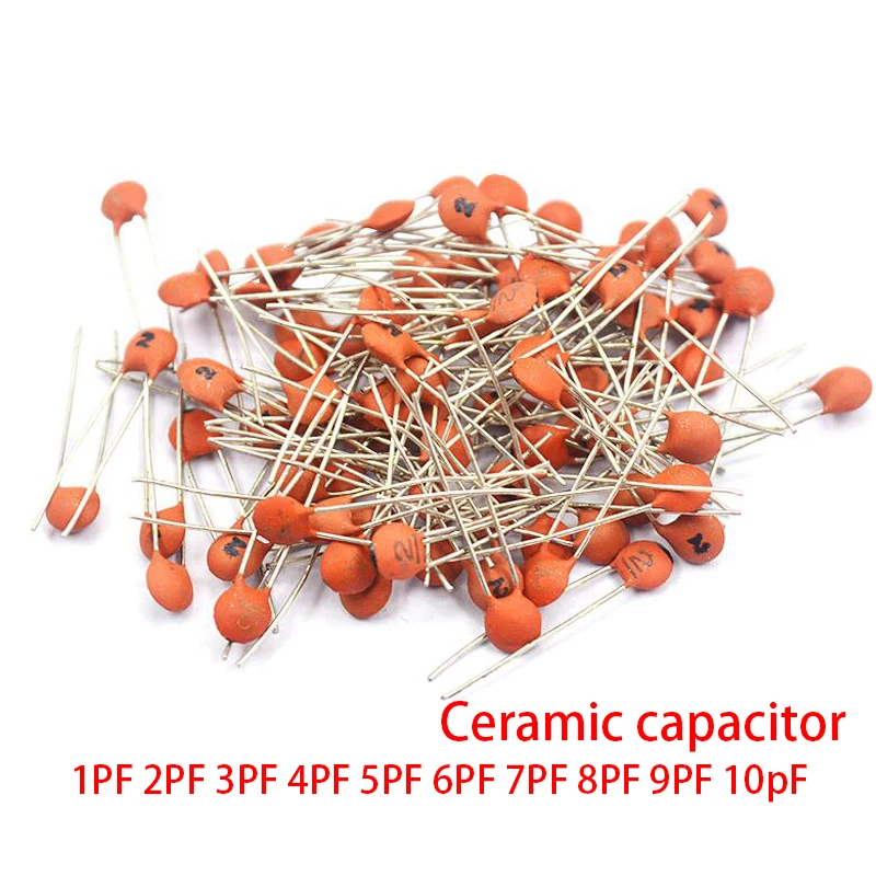 100pcs Ceramic capacitor 50V 1PF 2PF 3PF 4PF 5PF 6PF 7PF 8PF 9PF 10pF