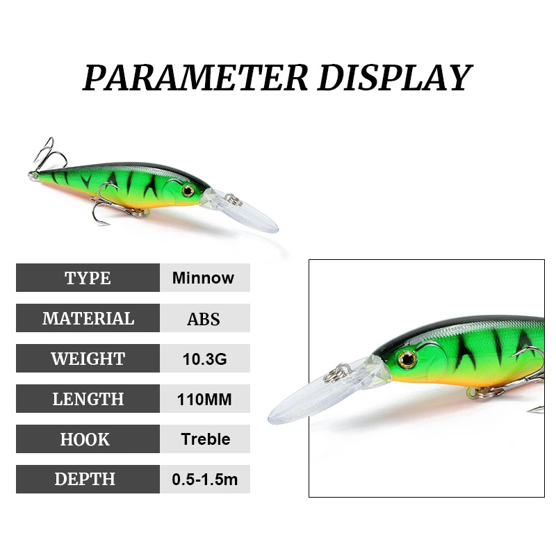 1Pc Minnow Fishing Lure 11cm 10.5g Artificial Plastic Hard Bait Jerkbait Deep Swim Japan Wobblers Crankbait Bass Fishing Tackle