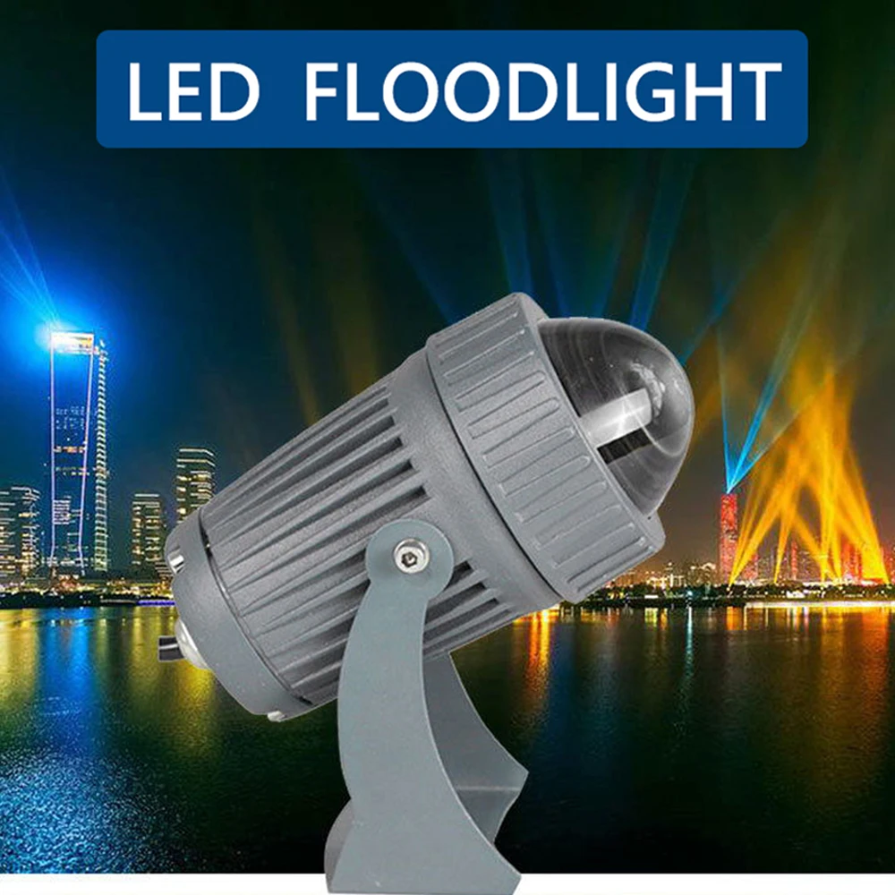 Outdoor LED RGB Floodlight 110V 220V 10W Waterproof Spotlight with Narrow Beam Angle Landscape Street Garden Square Floodlights