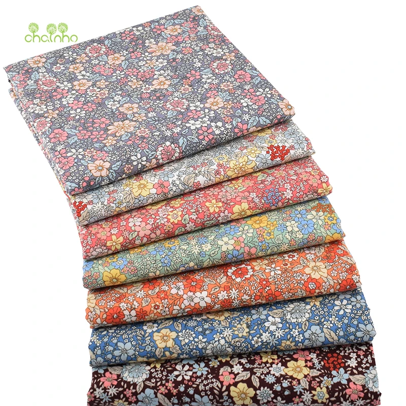 Floral Series Printed Plain Cotton Fabric,DIY Quilting&Sewing Poplin Material For Baby&Children's Dress,Shirt,Skirt,PCC086