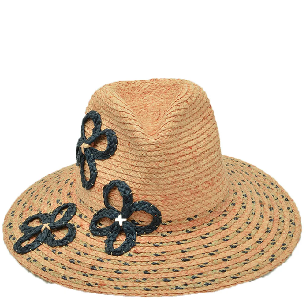 

Ladies Raffia Braid Large Brim Fedora with Raffia Trim Beach Hat Sun Hat S10-4103