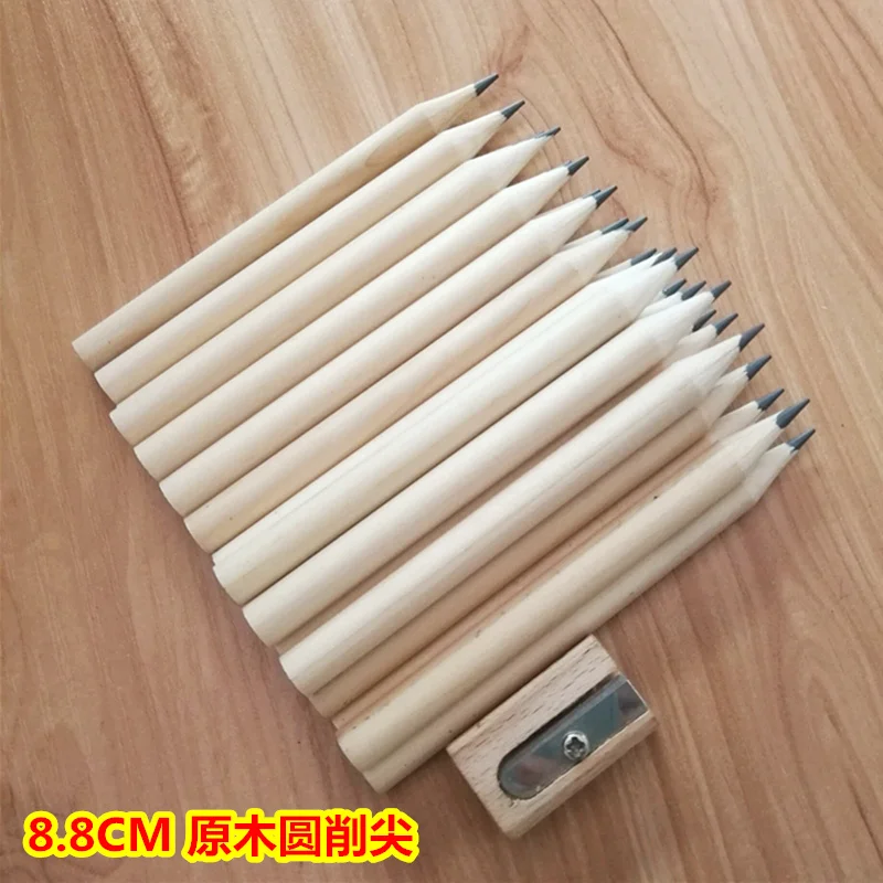 

10pcs Mini 8.8cm Simple Wood Pencils has been Sharpenered Triangle Round Hexagon Log for Kids Children (Sharpener not included)