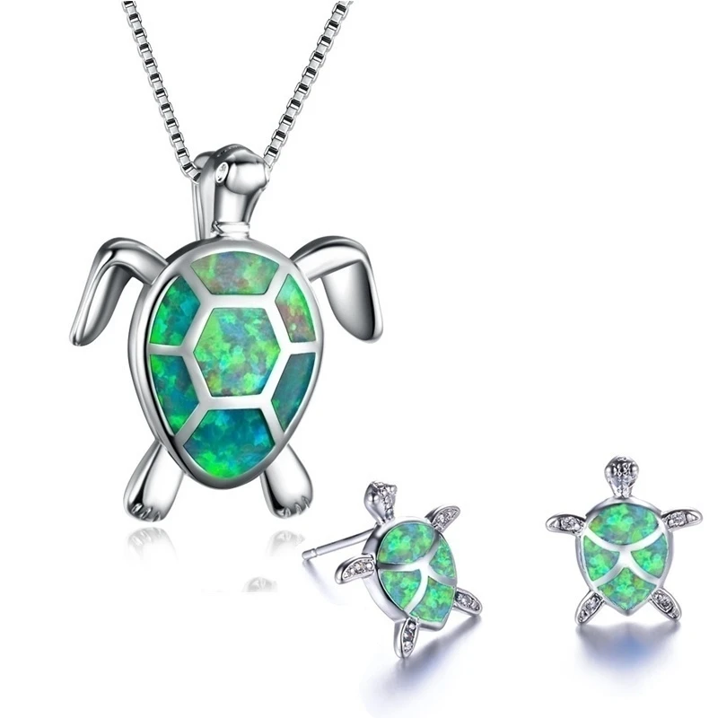 Pendant Cute Beautiful Turtle Animal Necklace And Earrings Necklace Jewelry Set For Ladies Wedding Christmas Gift