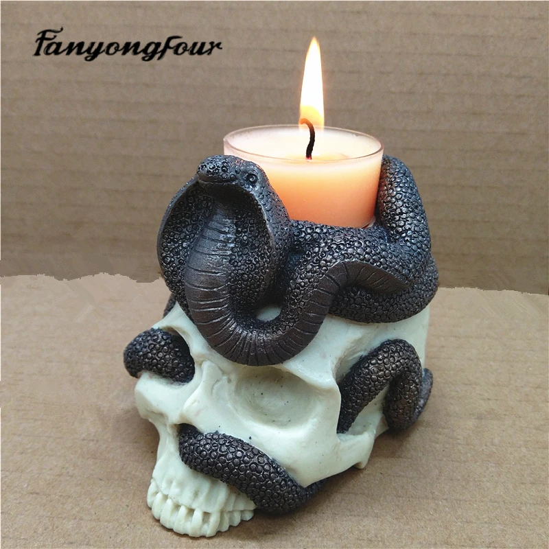 Snake Skull Candle Addition Silicone Mold DIY Inverted Resin Gypsum Concrete Crystal Dropper Special Mold Handmade Crafts