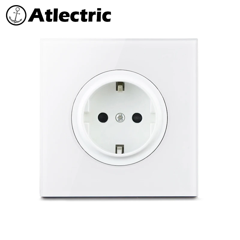 Atlectric 1 2 3 4 Gang 1 2 Way Home Power Light Switch ON / OFF   Button Switch Lamp Light USB EU FR France Socket Glass Panel