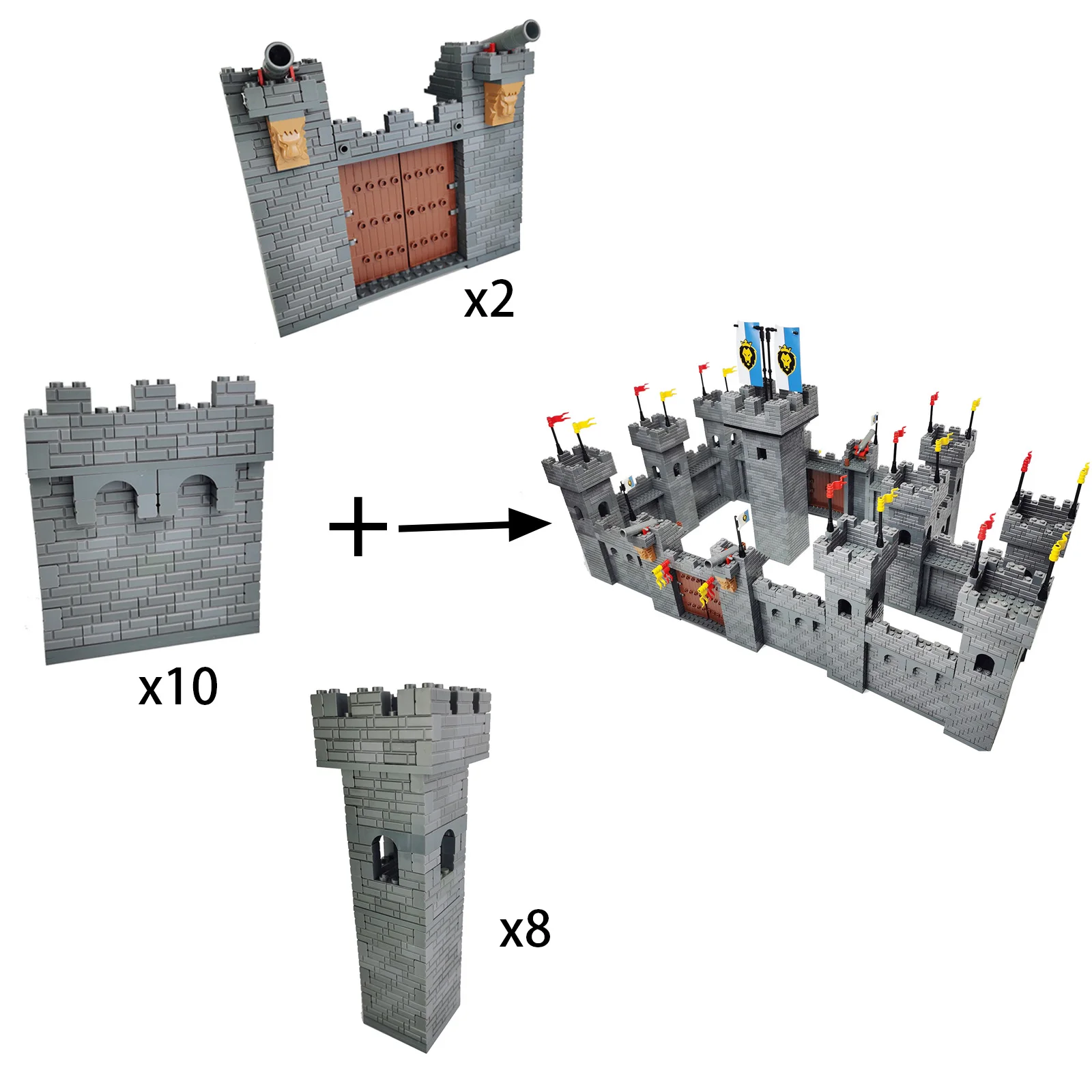 Building Block DIY Siege Tower Scaling Ladder Stronghold Large Fortified Castle educational Bricks Toy For Boy Gift