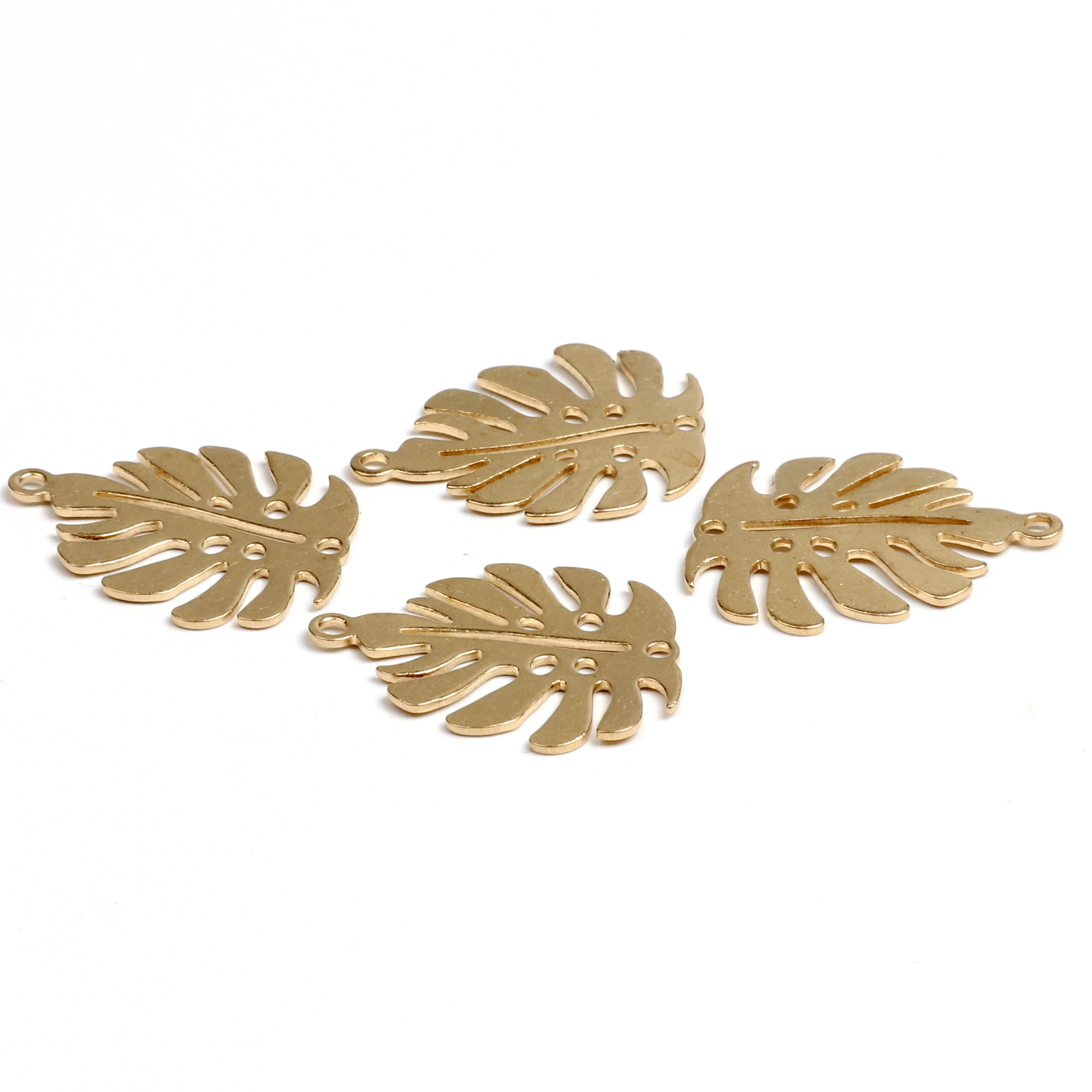 Brass Leaf Charm,Findings Accessories For Diy Earrings Necklace Bracelet Jewelry Making,Jewelry Supplies,20x25mm-RB1358