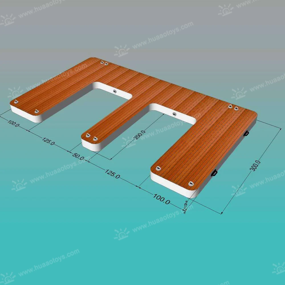 Grande doca gonfiabile per jet ski a forma di E da 16 piedi/5 m, piattaforma galleggiante, superficie antiscivolo, zattera galleggiante per isola, yacht per barche