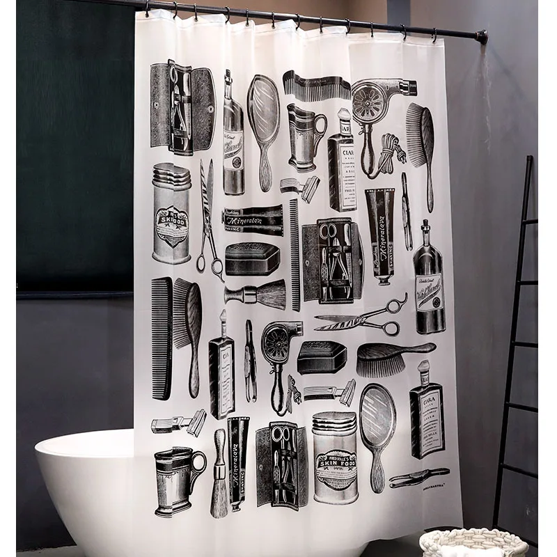 

Waterproof Thicken Mildew-proof Toilet Makeup Artist Shower Curtain Partition Curtain Art Shower Curtains with Hooks