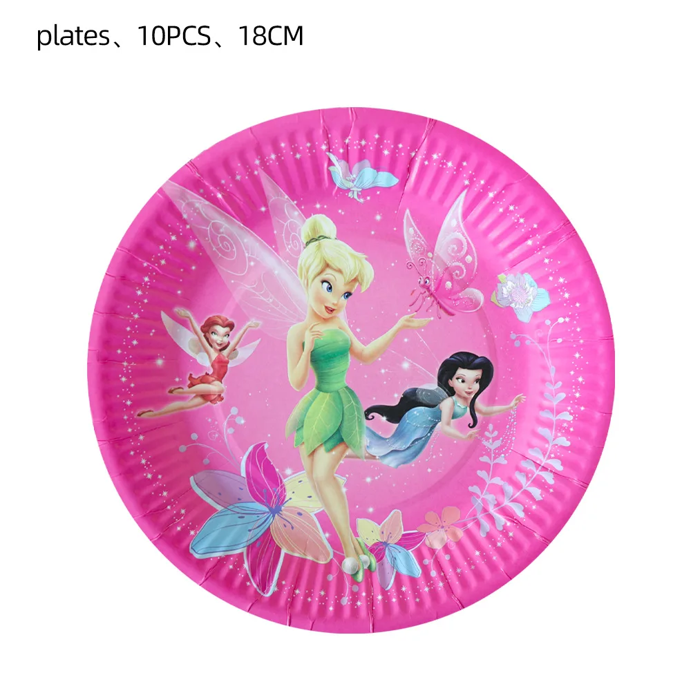 Cartoon Tinkerbell Elf Birthday Party Decoration Kid Faovr Tableware Little Fairy Paper Plate Cup Tablecloth Party Supplies