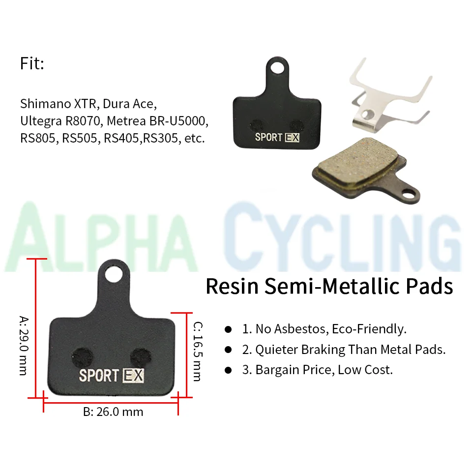 Bicycle Brake Pads for SHIMANO M9100 R9170 Ultegra R8070, U5000, RS805, RS505, RS405 RS305 Road Disc Brake, 4 Pairs Sport EX