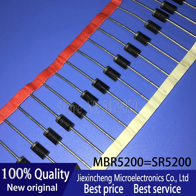 

100шт. MBR5200=SR5200 MBR5200A SB5200 SR515 диод SCHOTTKY 200V 5A DO27