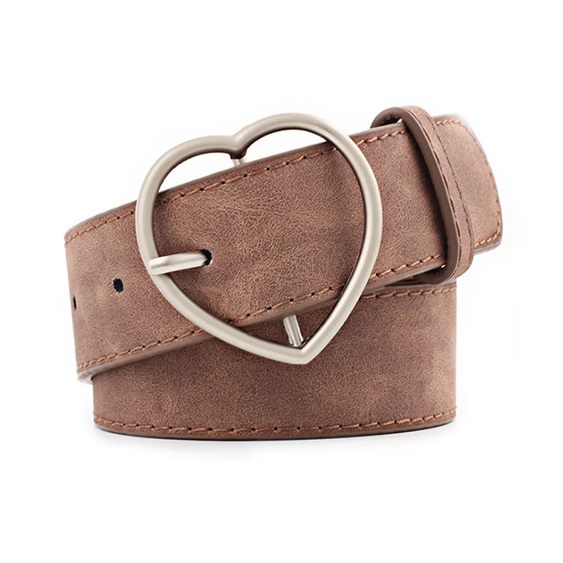 

BLA Fashion Frosted leather Women Belts Heart Metal Pin Buckle Belt Leisure Strap Waistband for Jeans Pants Dress Wholesale Z30