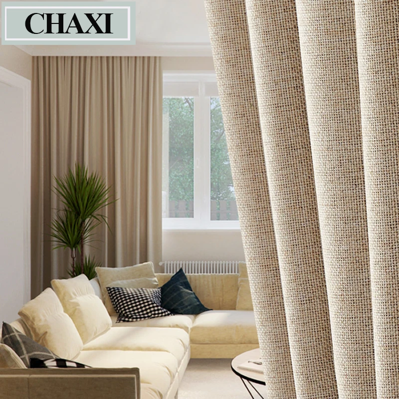 CHAXI Faux Linen 80%-85% Blackout Curtains for Bedroom Living Room Window Curtain Drapes kitchen Curtains Blinds Custom Made