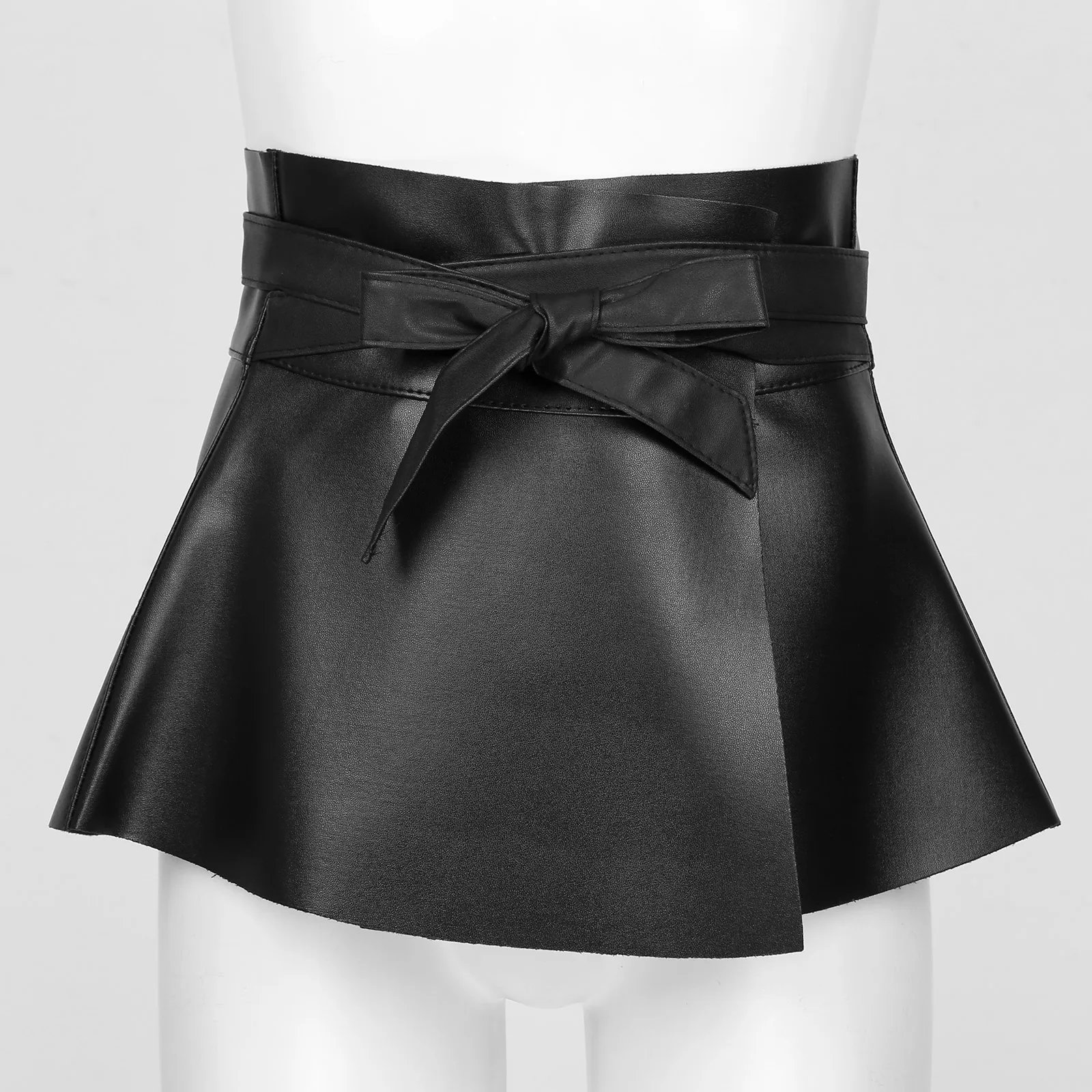 Punk Sexy Skirts Ladies Womens PU Leather High Waist Belt Girdle Skirts Female Harness A-Line Mini Skirt for Parties Clubwear