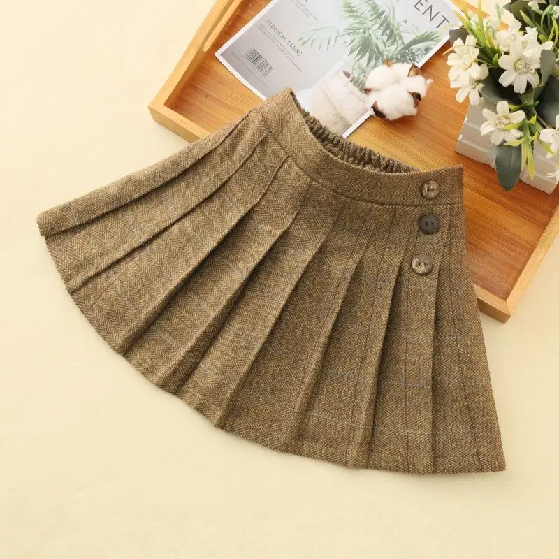 Girls Plaid Skirt Autumn Winter New preppy style Baby Woolen Pleated Skirt Children Winter Plaid Tutu Skirt Kids Cute Skirts