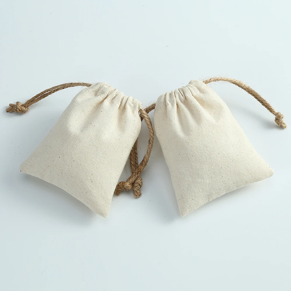 10 Stück Baumwoll-Musselin-Schmuck-Geschenkbeutel, Sackleinen-Verpackungsbeutel, Organizer, Hochzeit, Weihnachten, Party, Süßigkeiten, Geschenk, Mariage, Jutesack – Detail 9
